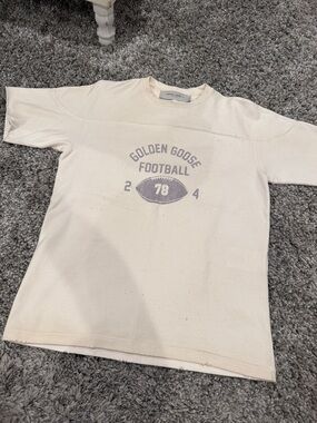 Golden Goose Cream 'Football' Graphic Tee